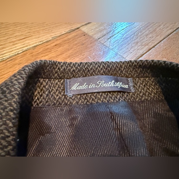 Oscar De La Renta 100% Lambswool Blazer Classic Dark Brown Chevron Men’s Sz 42S - Picture 2 of 13